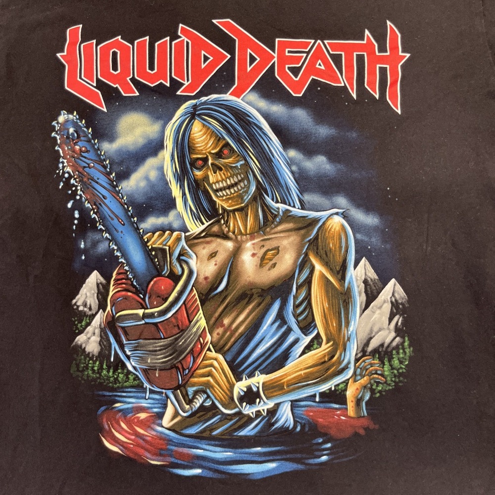 Liquid Death‎ Men's Black T-Shirt Slasher/ Art Graphic Logo Size S